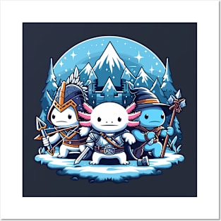 Cute Kawaii Axolotl Fun RPG Fantasy Humor Sarcastic Parody Gag Joke Funny Novelty Posters and Art